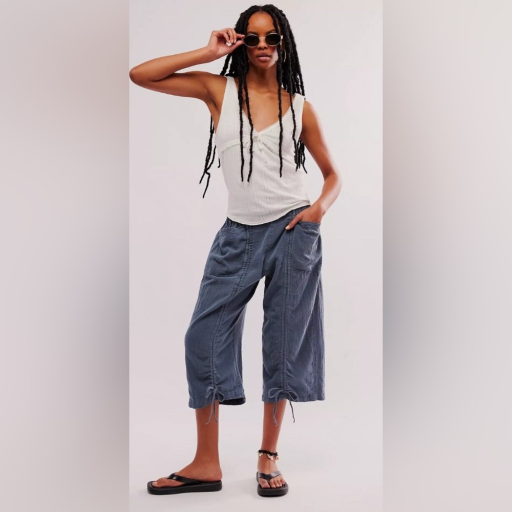 NWT Free People Gianna Ruched Gaucho Pull-on Pants